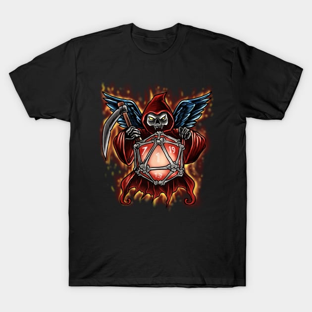 Soul Harvester's Gambit: Grim Reaper's Dice Dance in the Dungeons & Dragons Realm T-Shirt by Holymayo Tee